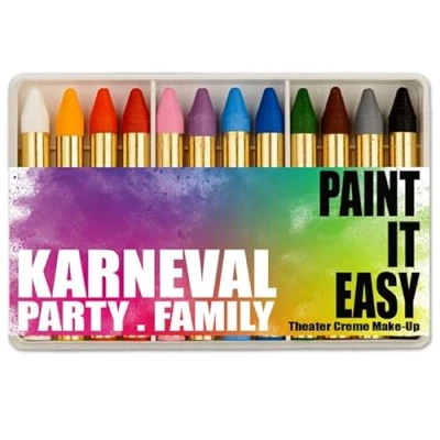 Abbildung von NEU PAINT IT EASY Theater Creme Make Up, Kinderschminke, Schminkstifte auf Fettbasis, in Kunststoffbox, 12 Stück