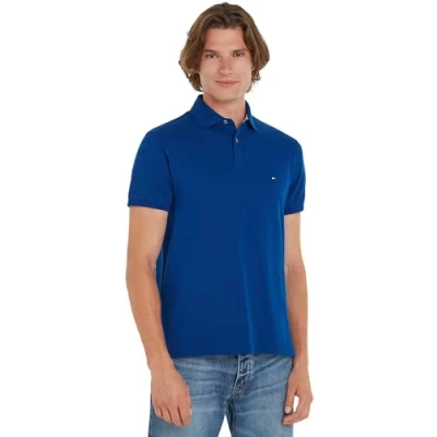 Abbildung von Tommy Hilfiger Herren Poloshirt Kurzarm 1985 Regular Polo Fit, Blau (Anchor Blue), M