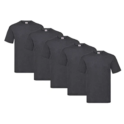 Abbildung von Fruit of the Loom 5er Pack T Shirts, 5X Dark Heather + 1 HL Kauf Notizblock, Größe XL