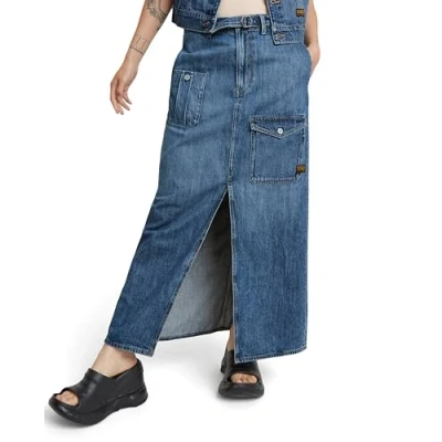 Abbildung von G Star Belted LONG Skirt Jeansrock, Damen, Größe: 31, Faded cliffside blue