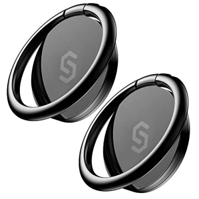 Abbildung von Syncwire Handy Fingerhalterung Smartphone Ring [2 Stück] [360 Grad Drehung] Handyring aus Metall fingerhalten für iPhone, Samsung, Huawei, Xiaomi, LG, Sony und mehr Schwarz