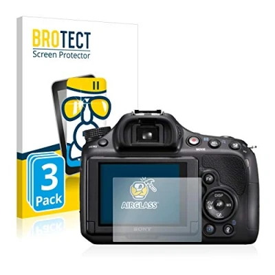 Abbildung von BROTECT Schutzglas für Sony Alpha 58 (SLT A58) (3 Stück) Schutzfolie Panzer Folie Glas [Extrem Kratzfest 9H, Anti Fingerprint, Ultra Transparent]