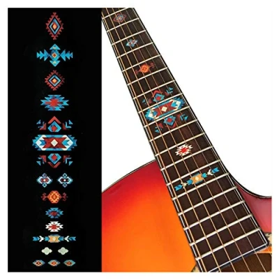 Abbildung von Griffbrett Markers Inlay Aufkleber für Gitarren Native American Style Ethnic Pattern Türkis