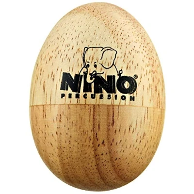Abbildung von Nino Percussion Wood Egg Shaker Kleines Rasselei für Kinder ab 3 Jahren Musikinstrument Siam Eiche, Natur (NINO562)