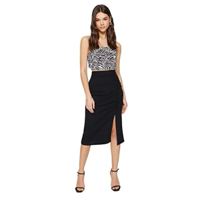 Abbildung von Trendyol Women&#039;s Damen Gerade Midi Stift Regulär Rock Skirt, Black, M
