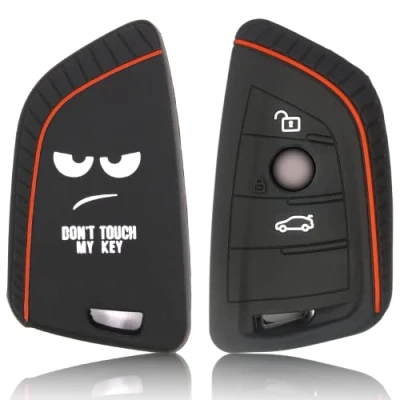 Abbildung von FOAMO Autoschlüssel Hülle kompatibel mit BMW 3 4 Tasten (nur Keyless Go) Silikon Schutzhülle Cover Schlüssel in Don&#039;t Touch My Key