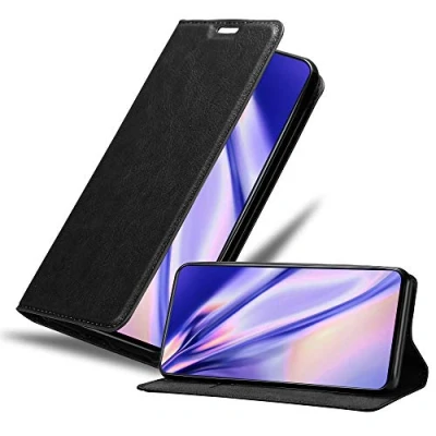 Abbildung von Cadorabo Hülle kompatibel mit Vivo S1 aus Premium Kunst Leder Flip Klappbare Stoßfeste Magnetische [Standfunktion] [Kartenfächern] Cover für Tasche in Schwarz