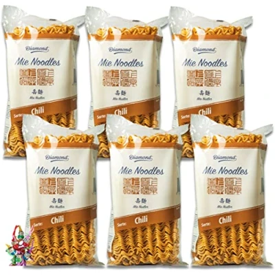 Abbildung von yoaxia ® 6er Pack [ 6x 250g ] Mie Noodles mit Chilipulver/Chili Nudeln ohne Ei/Wok + ein kleiner Glücksanhänger gratis