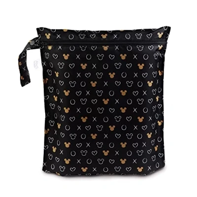 Abbildung von Bumkins Aduoke Waterproof Wet Bags for Baby, Disney Minnie Mouse, Travel, Swimsuit, Cloth Diapers, Pump Parts, Gym Clothes, Toiletries, Strap to Stroller, Zipper Reusable Bag