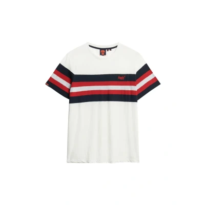 Abbildung von Superdry Essentials stripe Tshirt print, Herren, Größe: Large, Brilliant white chest