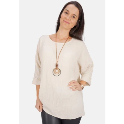 Abbildung von Seasons of April Valentina Musselin Oversized Bluse, Damen, Größe: One Size, Beige