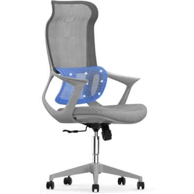 Abbildung von SANODESK Bürostuhl Ergonomisch Schreibtischstuhl Computerstuhl Höhenverstellbarer Sitz Kopfstütze Armlehne Lendenwirbelstütze Lenkrollen Arbeitsstuhl(grau)