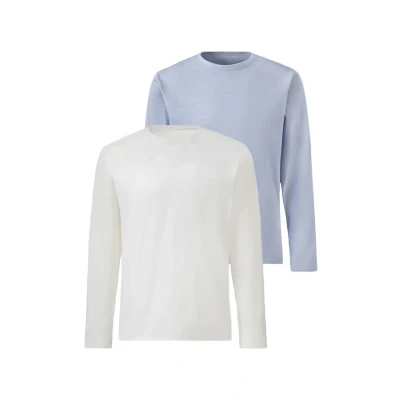 Abbildung von john devin 2 PACK Langarmshirt, Herren, Größe: Small, Hellblau offwhite