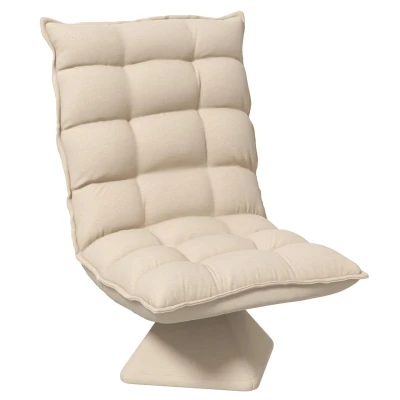 Abbildung von HOMCOM Bodenstuhl Bodensofa mit Verstellbarer Rückenlehne, drehbarer Meditationsstuhl Sockel, Lazy Sofa, gepolstert Relaxsessel für Büro, Wohnzimmer, Beige