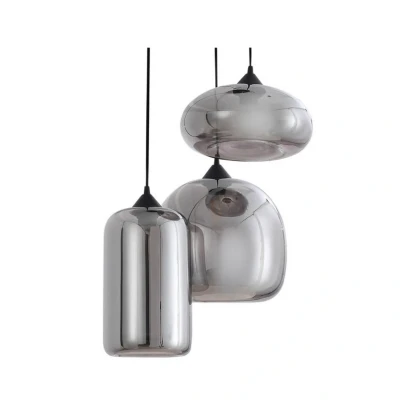 Abbildung von Lindby Hängeleuchte Marla, Rondell, Glas, rauchgrau, 50 cm