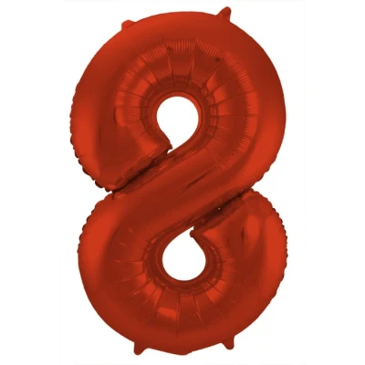 Abbildung von Folienballon Zahl 8 Rot Metallic Matte 86cm