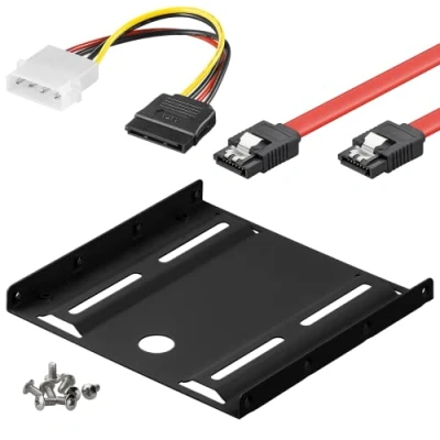 Abbildung von goobay 64811 Festplatten Einbaurahmen SSD 2.5 auf 3.5 / Für den Einbau Einer 2,5&quot; Festplatte in einen 3,5&quot; Gehäuseschacht Halterung inkl.Stromadapter, SATA Kabel und Schrauben