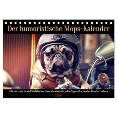 Abbildung von Der humoristische Mops Kalender (Tischkalender 2025 DIN A5 quer), CALVENDO Monatskalender