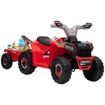 Abbildung von HOMCOM Elektro Kinderquad 6V Kinderquad, Kinderfahrzeug, Elektroauto mit Anhänger, Belastbarkeit 25 kg, (1 tlg), für Kinder, Rot