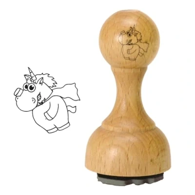 Abbildung von trendaffe Einhorn Superheld Holzstempel Bürostempel