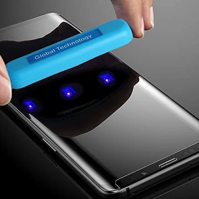 Abbildung von cofi1453 Schutz Schutzglas kompatibel mit Samsung Galaxy S20 Ultra (G988B) Kleber &amp; UV Licht 3D Curved Schutzglasfolie Display Schutzfolie Volle Abdeckung