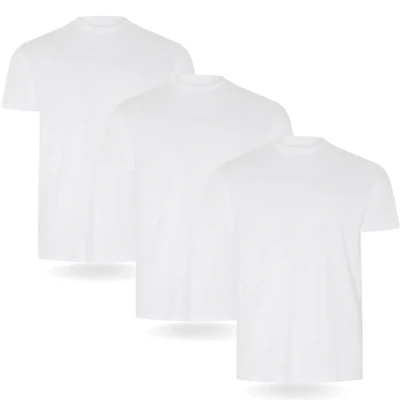 Abbildung von FM London Herren T Shirt 3/5er Pack Hochwertige Shirts mit leicht tailliertem Design Superweiches aus 100% Baumwolle Stretch für jeden Anlass geeignet,Weiß (3er Pack),M