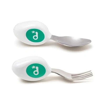 Abbildung von doddl 2 teiliges Löffel und Gabelset Kleinkinderbesteck in wenigen Minuten erlernen, ab 1 Jahr, Baby geleitete Abstillhilfen, Aqua