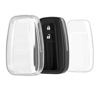 Abbildung von kwmobile Autoschlüssel Hülle kompatibel mit Toyota 2 Tasten Smart Key Schlüsselhülle Silikon Cover Transparent