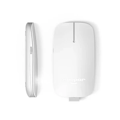 Abbildung von Xoopar Kabellose Maus 2,4 G ohne Batterien Bluetooth wiederaufladbar mit Computer verbunden Ultra Slim Pokket aus recyceltem Kunststoff (weiß)