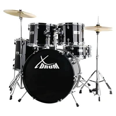 Abbildung von XDrum Semi 20&quot; Studio Schlagzeug Midnight Black BD, 10&quot; TT, 12&quot; 14&quot; FT, SD inkl. Schule Schwarz