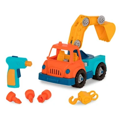 Abbildung von Wonder Wheels Kran Spielzeug Konstruktionsspielzeug Kranwagen mit Kinder Akkuschrauber Montage Lernspielzeug zum Zusammenbauen ab 3 Jahren (31 Teile)