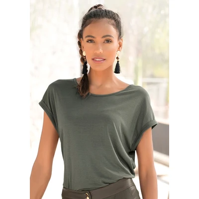Abbildung von Lascana Tshirt basic, Damen, Größe: 32/34, Khaki