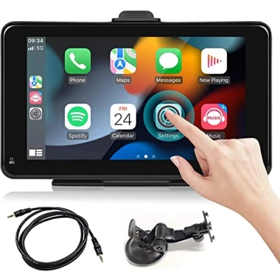 Abbildung von 7 Zoll Touchscreen Autoradio mit CarPlay, Android Auto, Bluetooth und SpiegelLink Für LKW, Wohnmobile Campingautos, Speicherkarte Saugnapfhalterung