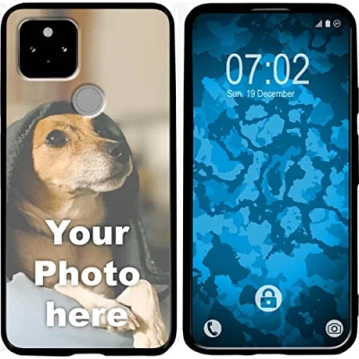 Abbildung von PhoneNatic Case kompatibel mit Pixel 5 Personalisierte Handyhülle schwarz zum selbst gestalten eigenem Foto