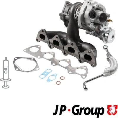 Abbildung von JP GROUP 1117800410 Turbolader Abgasturbolader inkl. Dichtungssatz, mit Ölzulaufleitung VOLKSWAGEN: GOLF 5 Schrägheck, 6, Scirocco III