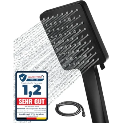 Abbildung von Newentor Duschkopf,Duschbrause mit Schlauch Schwarz, Duschschlauch Duschkopf, Handbrause Duschkopf Regendusche 6 Strahlarten