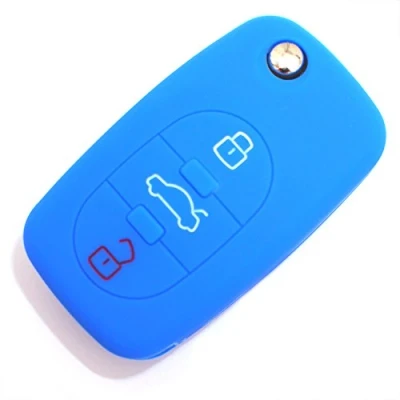 Abbildung von Schlüssel Hülle AA für 3 Tasten Auto Silikon Cover Finest Folia Schlüsselhülle Etui Schutzhülle (Blau)