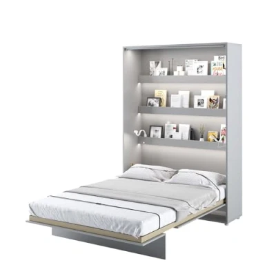 Abbildung von MEBLINI Schrankbett Bed Concept Wandbett mit Lattenrost Klappbett Schrank Wandklappbett Murphy Bettschrank BC 01 140x200cm Vertikal Grau Matt Matratze
