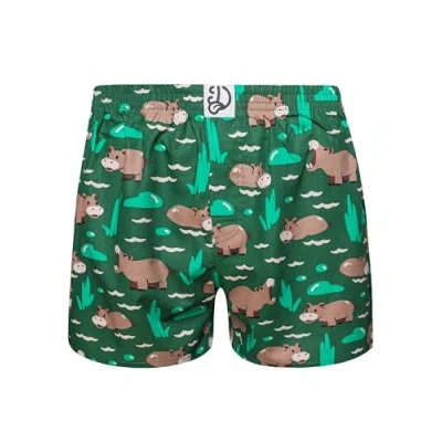 Abbildung von Dedoles Boxershorts Herren &amp; Jungen Unterwäsche Trunks Baumwolle lustige Designs Dinosaurier Hamster Spiele Maulwurf Geschenk, Farbe Grün, Motiv Schwimmendes Nilpferd, Gr. S