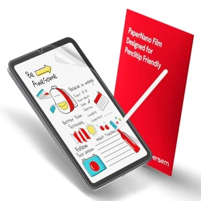 Abbildung von BERSEM 2 Stück Papier Schutzfolie Kompatibel mit iPad Mini 7 2024 (A17 Pro) / 6 2021, 8,3 Zoll, PET Folie zum Zeichnen, Blendschutz, Blasenfrei, Hohe Berührungsempfindlichkeit