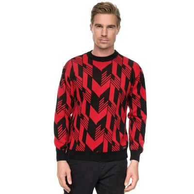 Abbildung von Kontrast Feinstrick Rundhals Pullover