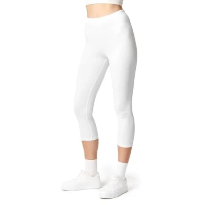 Abbildung von Ladeheid Leggings Damen 3/4 Baumwolle bequem und atmungsaktiv Capri für Sommer LA40 132 (Weiß, 3XL)