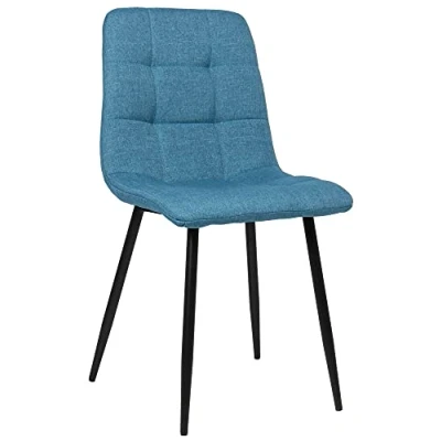 Abbildung von CLP Esszimmerstuhl Tilde I Samt Stoff Gesteppt Mit Bodenschonern, Farbe:blau, Material:Stoff