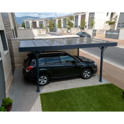 Abbildung von Palram Canopia Einzelcarport &quot;Palma 5000&quot;, Aluminium, 263 cm, Grau, inkl. Regenrinnen und Bodenverankerungen