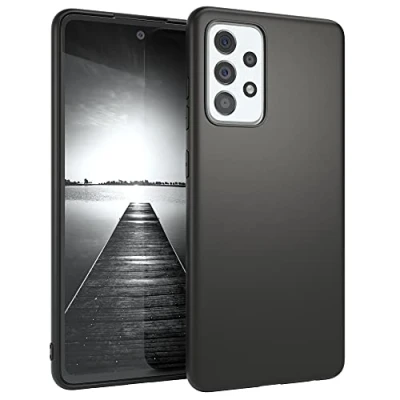 Abbildung von EAZY CASE Handyhülle Silikon mit Kameraschutz kompatibel Samsung Galaxy A52 / (5G) A52s in Schwarz Matt, Ultra dünn, Slimcover, Silikonhülle, Hülle, Softcase, Backcover