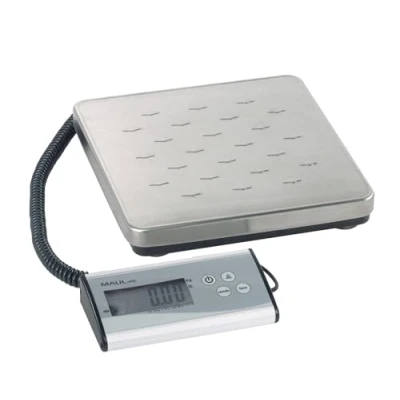 Abbildung von MAUL Paketwaage MAULcargo Stabile bis 120kg Große Wiegefläche 27 x cm Waage inklusive separatem Bedienpult Automatische Nullstellung und Abschaltautomatik Edelstahl