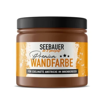 Abbildung von SEEBAUER diy Wandfarbe Braun 300ML für Innen (No. 601 Chestnut Tree) Edelmatte dunkelbraune Innenfarbe Brauntöne sehr hohe Deckkraft Matt, Abwaschbar und Tropffrei