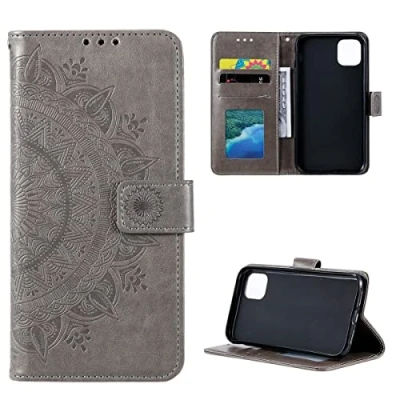 Abbildung von CoverKingz Handytasche kompatibel mit Samsung Galaxy A03 Handy Case Kartenfach Handyhülle Flipcase klappbar Motiv Mandala Grau
