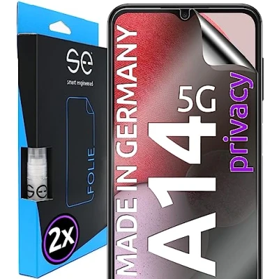 Abbildung von S.E für Samsung Galaxy A14 5G Schutzfolie privacy Blickschutz Folie 2x Folien im SET aus Deutschland, Anti peep Spy Folie, staubfrei und blasenfrei, Sichtschutz