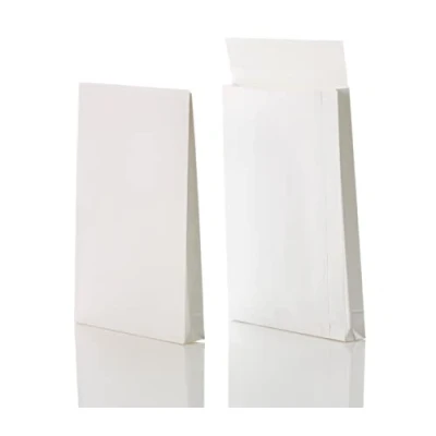 Abbildung von Bong Faltentasche C4 (125 Stück), haftklebende Faltentaschen mit Klotzboden und Seitenfalte, Versandtaschen aus weißem Kraftpapier, 324x229x40 mm, 150g/m²